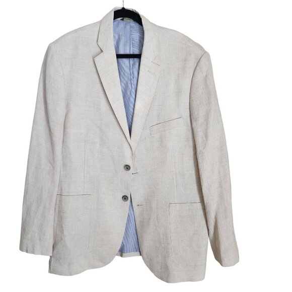 Tasso Elba‎ Island Mens XL Beige 100% Linen 2-Button Blazer Suit Jacket *FLAW* - Picture 15 of 15